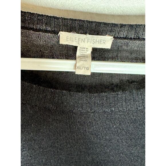 Eileen Fisher Sheer Linen Nautical Stripe Boxy Sheer Vacation Top Black White XL - Picture 6 of 7